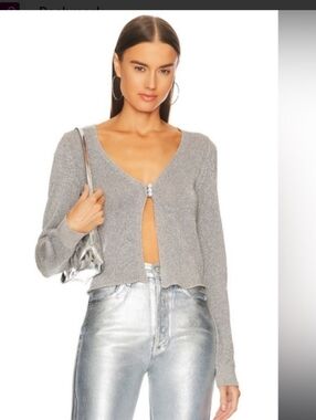 FREE PEOPLE Silver Cardigan Nwt